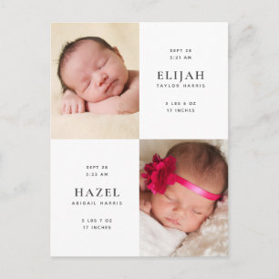 Twins Birth Announction Postcard Postkarte