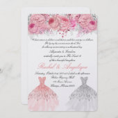 Twins Birthday Pink und Gold Einladung (Vorne/Hinten)