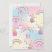 Twins Blonde Blue Eyes Princesses Unicorn Geburtst Einladung (Rückseite)
