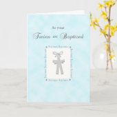 Twins Blue Baptism Crosses Segen Karte (Gelbe Blume)