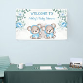 Twins Blue Bear Floral Custom Baby Shooter Banner (Messeveranstaltung)