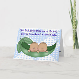 Twins Blue Boy Baby Shower Pea im Pod Einladung