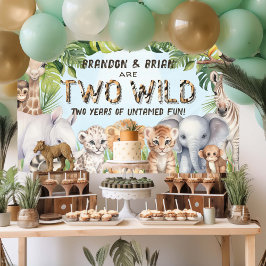 Twins Blue Two Wild Boy 2. Geburtstagsgrundierung Banner
