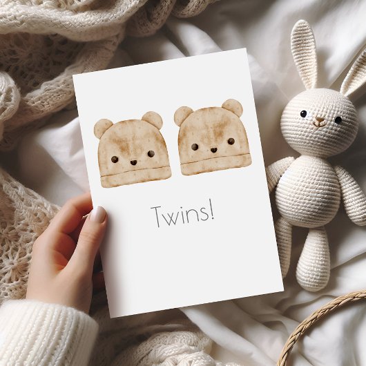 Twins Boho Baby Gratulations Card Karte