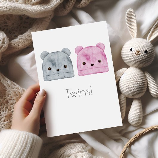 Twins Boho Baby Gratulations Card Karte