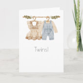 Twins Boho Baby Gratulations Card Karte (Vorderseite)