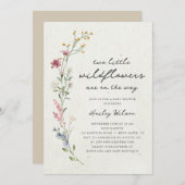 Twins Boho Little Wildblume Babydusche Einladung (Vorne/Hinten)