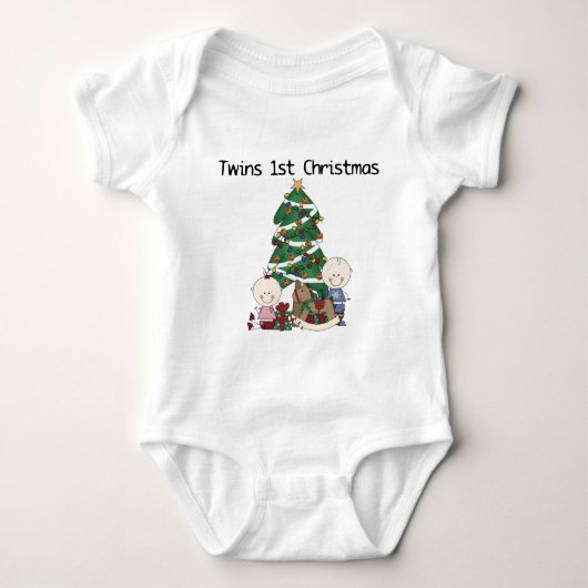 Twins Boy and Girl 1. Weihnachten Baby Strampler (Vorderseite)