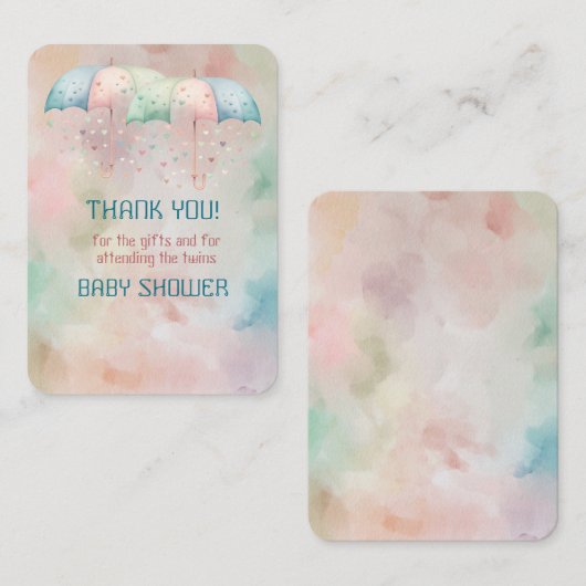 Twins Boy and Girl Dusche Danke Karte (Vorne/Hinten)