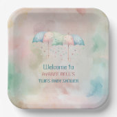 Twins Boy and Girl Dusche Regenschirm Pappteller (Vorderseite)