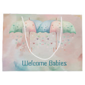 Twins Boy and Girl Shower Umbrella Geschenktasche Große Geschenktüte (Rückseite)