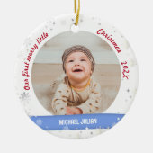 Twins Boy Girl 2 Fotos 1. Frohe Weihnachten Keramik Ornament (Vorne)