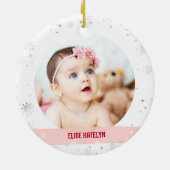 Twins Boy Girl 2 Fotos 1. Frohe Weihnachten Keramik Ornament (Hinten)