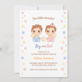 Twins Boy Girl Baby Dusche Einladung