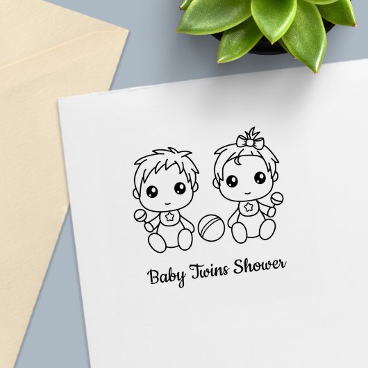 Twins Boy Girl Baby Dusche Permastempel