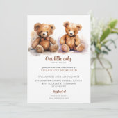 Twins Boy Girl Baby Dusche Teddy Bären Cubs Einladung (Stehend Vorderseite)