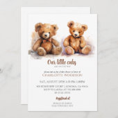 Twins Boy Girl Baby Dusche Teddy Bären Cubs Einladung (Vorne/Hinten)