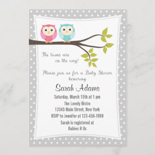 Twins Boy Girl Baby Shower Einladung