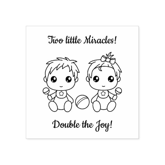 Twins Boy Girl Babydusche 2 Gummistempel (Prägung)