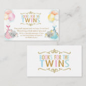 Twins Boy Girl Elephant bringen ein Buch Begleitkarte (Vorne/Hinten)