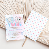 Twins Boy Girl Elephants Babydusche Einladung