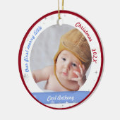 Twins Boy Girl Fotos First Merry Little Christmas Keramik Ornament (Links)