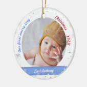 Twins Boy Girl Fotos First Merry Little Christmas Keramik Ornament (Links)
