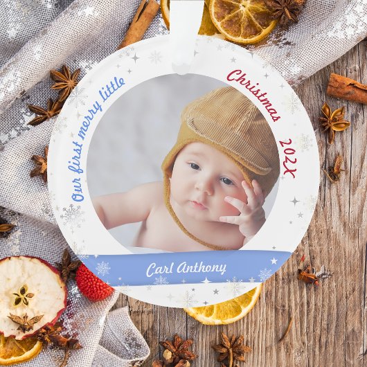 Twins Boy Girl Fotos First Merry Little Christmas Ornament