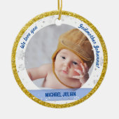 Twins Boy Girl Fotos Godmutter 1. Weihnachtskind Keramik Ornament (Vorne)