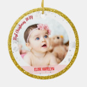 Twins Boy Girl Fotos Tante First Christmas Baby Keramik Ornament (Hinten)