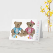 Twins - Boy & Girl - New Babies Greetings Card Karte (Gelbe Blume)