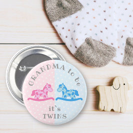 Twins Boy Girl Rocking Horse Grandma Baby Dusche Button