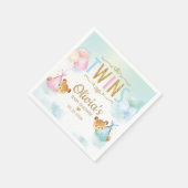 Twins Boy Girl Teddy Bears Balloons Babydusche Serviette (Ecke)