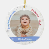 Twins Boys 2 Fotos First Merry Little Christmas Keramik Ornament (Vorne)