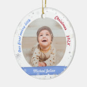 Twins Boys 2 Fotos First Merry Little Christmas Keramik Ornament (Links)
