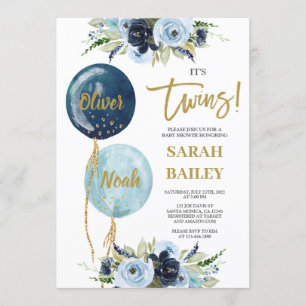 Twins Boys Baby Shower Einladung