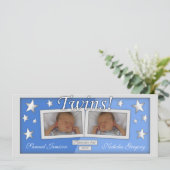 Twins ~ Boys Birth Ankündigungen (Stehend Vorderseite)