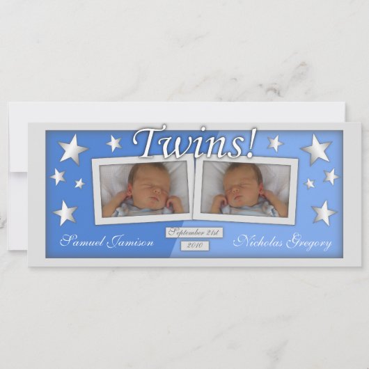 Twins ~ Boys Birth Ankündigungen (Vorderseite)