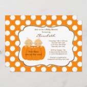 Twins Boys Fall Pumpkin Babydusche Einladung (Vorne/Hinten)