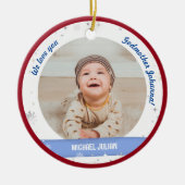 Twins Boys Fotos Godmutter First Christmas Baby Keramik Ornament (Vorne)