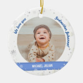 Twins Boys Fotos Godmutter First Christmas Baby Keramik Ornament (Vorne)