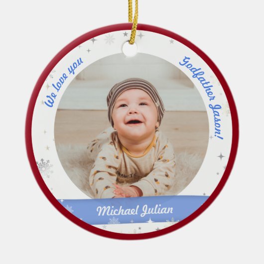 Twins Boys Fotos Godvater First Christmas Baby Keramik Ornament (Vorne)