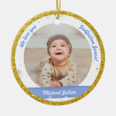 Twins Boys Fotos Godvater First Christmas Baby Keramik Ornament (Vorne)