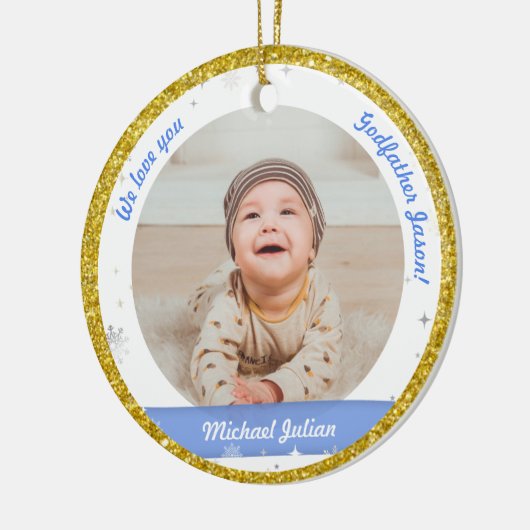 Twins Boys Fotos Godvater First Christmas Baby Keramik Ornament (Links)