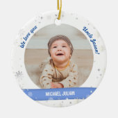 Twins Boys Fotos Oncle Niedlich First Christmas Ba Keramik Ornament (Vorne)