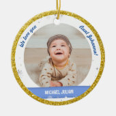 Twins Boys Fotos Tante Niedlich First Christmas Ba Keramik Ornament (Vorne)