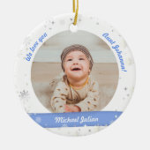 Twins Boys Fotos Tante Niedlich First Christmas Ba Keramik Ornament (Vorne)