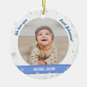 Twins Boys Fotos Tante Niedlich First Christmas Ba Keramik Ornament (Vorne)
