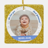 Twins Boys Fotos Tante Niedlich First Christmas Ba Keramikornament (Vorderseite)