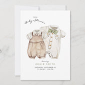 Twins Boys Niedlich Clothes Kinderdusche Einladung (Vorderseite)
